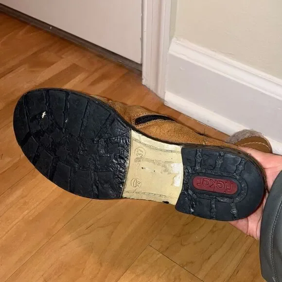 Rieker Brown Leather Ankle Boots with Wool Lining Size 37 - Picture 8 of 8